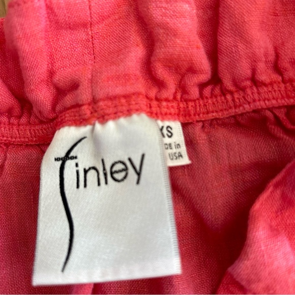 FINLEY size XS Crosby Ruffle Linen Shirt Dress Side pockets Bell Sleeve - Picture 7 of 8